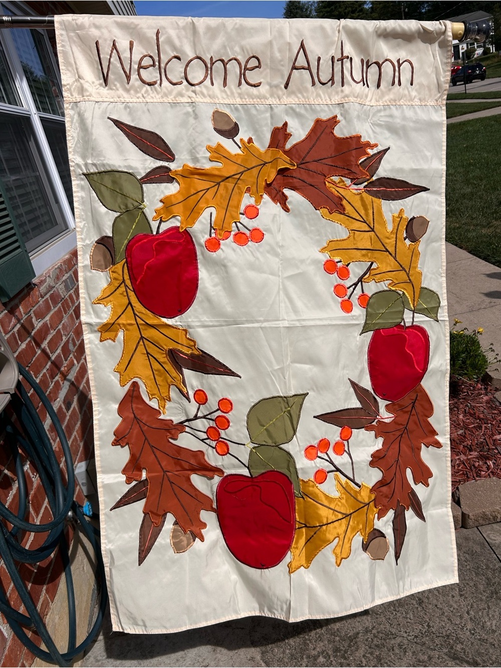 HUGE welcome Autumn appliqué flag